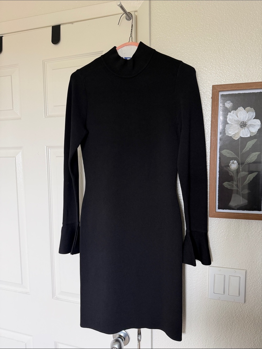 Michael Kors Black Long-Sleeve Mock Neck Dress
